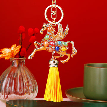 Multicolor Pegasus Keychains with Six Color Tassel Options