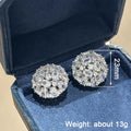 Oversized Round Floral Cluster Stud Earrings In Silver Tone view 4