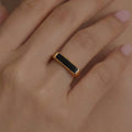Square Black Acrylic Bar Geometric Ring Gold Steel Sizes view 3