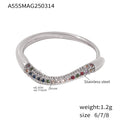 Stainless Steel Wave Pave Zircon Rings Gold Steel Multicolor view 11