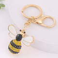 Rhinestone Bee Keychain Gold Tone Yellow Black Crystal Charm view 3