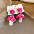 Raffia Mushroom Drop Stud Earrings in Three Colors view 8