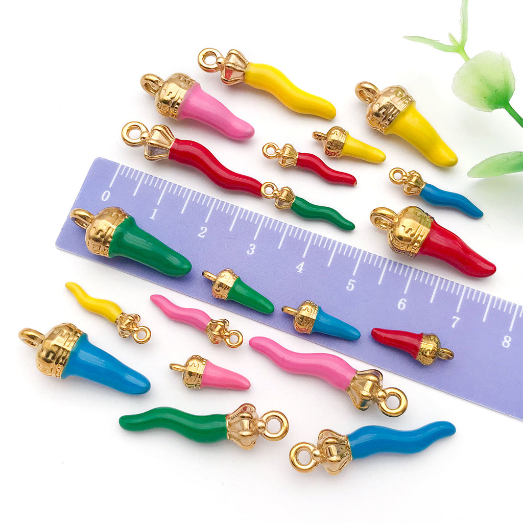 Stainless Steel Enamel Red Chili Pepper charm pendant for DIY earring bag decoration