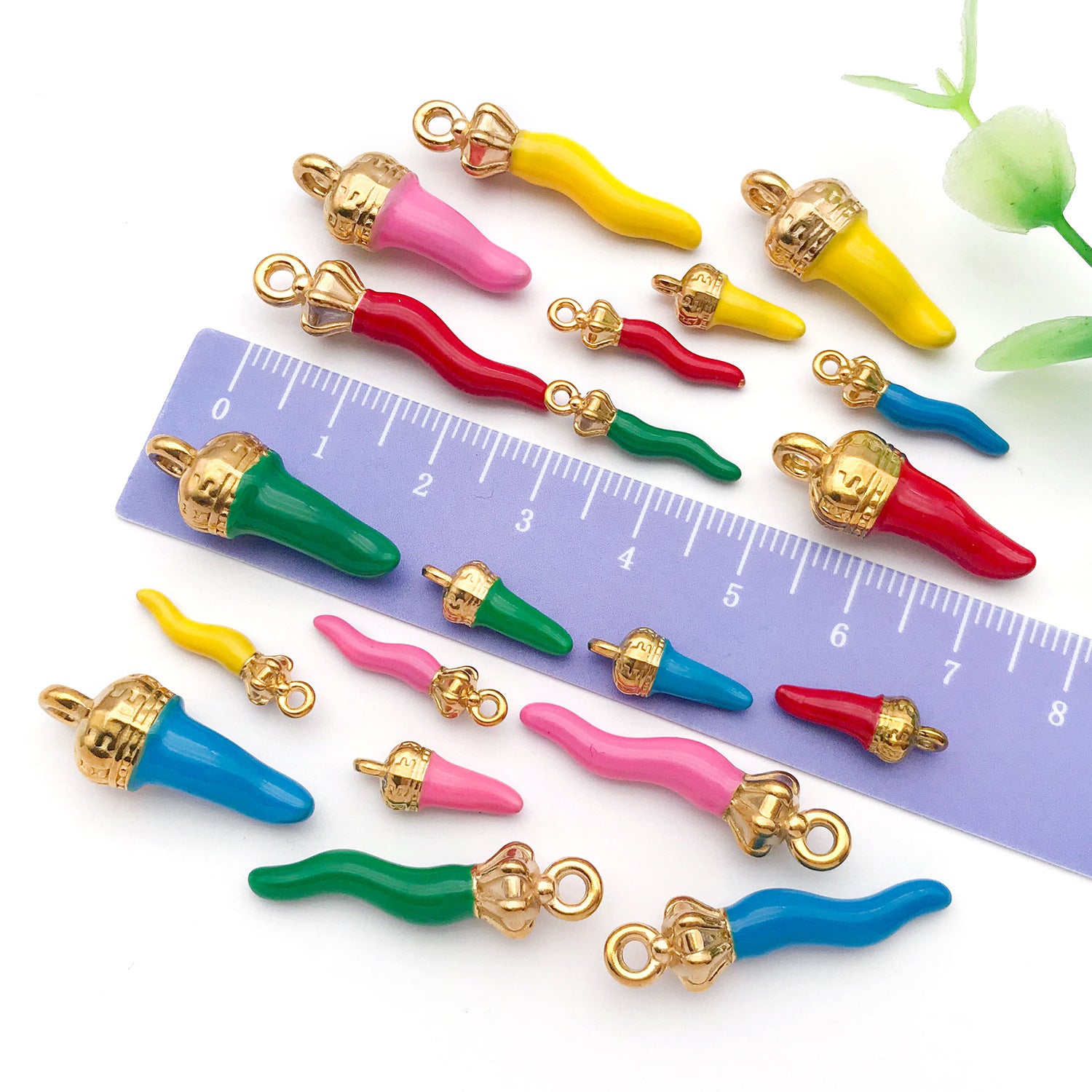 Stainless Steel Enamel Red Chili Pepper charm pendant for DIY earring bag decoration