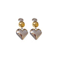 Two Tone Metal Ball and Puffy Heart Drop Stud Earrings view 5
