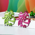 Openwork Chinese Dragon Character Keychains in Green and Purple plus Assorted Option view 2