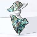 Silver Tone Woman Brooch With Iridescent Wide Brim Hat view 2