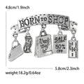 Born To Shop Banner Charm Brooch Gold Silver Alloy view 5