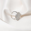 Silver Open Ring With Large Textured Round Disc Face view 4