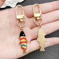 Nine Pattern Colorful Fish Clasp Keychain Set with Metal Hardware view 4