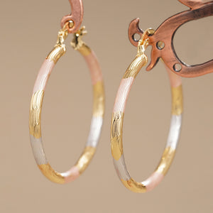 Tricolor Slim Hoop Earrings in Tricolor Metals Metal Jewelry
