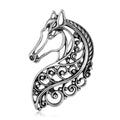 Filigree Horse Brooch in Polished Metal for Jackets and Scarves view 5