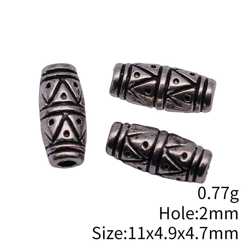 11x4.9x4.7mm 0.77g Antique Silver Zinc Alloy Serrated Texture Tube Spacer Beads for Bracelet Making