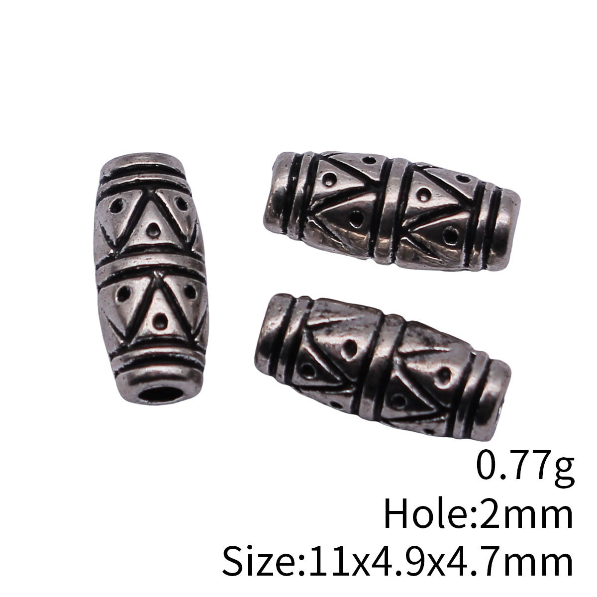 11x4.9x4.7mm 0.77g Antique Silver Zinc Alloy Serrated Texture Tube Spacer Beads for Bracelet Making