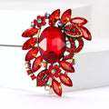 Oval Crystal Leaf Brooch with Faceted Stones for Jackets and Scarves view 2