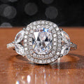 Oval Crystal Double Halo Ring With Marquise Side Stones view 1