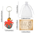 Red Octopus Keychain With Patterned Round Charm And Metal Ring view 4