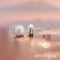 Cushion Halo Clear Stud Earrings Gold White Gold Alloy view 4