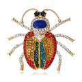 Multicolor Crystal Beetle Brooch With Striped Wing Case view 1