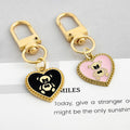 Enamel Mushroom Rose Heart Bear Daisy Charm Keychain in Gold Tone Alloy view 3