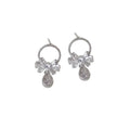 Silver Circle Bow Teardrop Crystal Drop Earrings Pair view 5