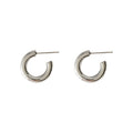 Thick Smooth C Shape Hoop Stud Earrings Gold Silver view 5