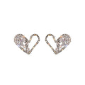 Silver Crystal Open Heart Stud Statement Earrings Pair view 5