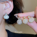 Crystal Pave Round And Oval Drop Stud Earrings Statement Jewelry view 2