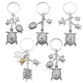 Five Antique Silver Turtle Metal Keychain Design Set view 5