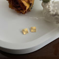 Gold Faceted Square Geometric Stud Earrings Sunburst Cut view 3