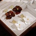 Layered Petal Flower Crystal Look Top Statement Earrings view 2