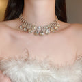 Clear Teardrop Crystal Multi Row Necklace Earring Sets view 4