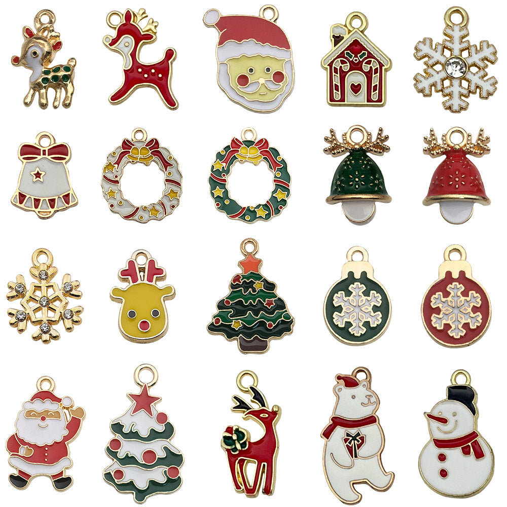 Enamel Zinc Alloy Santa Claus Snowman Snowflake Reindeer Charm Pendants for DIY
