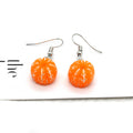 Silver Tone Realistic Mandarin Orange Fruit Hook Earrings view 6