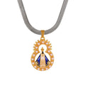Silver-Tone Snake Chain Necklaces With Blue and White Portrait Pendants view 5