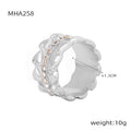 Wide Heart Relief Band Ring Crystal Channel Gold or Steel view 7