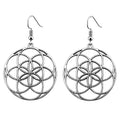 Silver Tone Interlocking Circle Flower Drop Earrings view 4