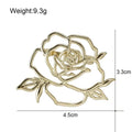 Yellow Gold Tone Camellia Openwork Metal Brooch Pin view 2