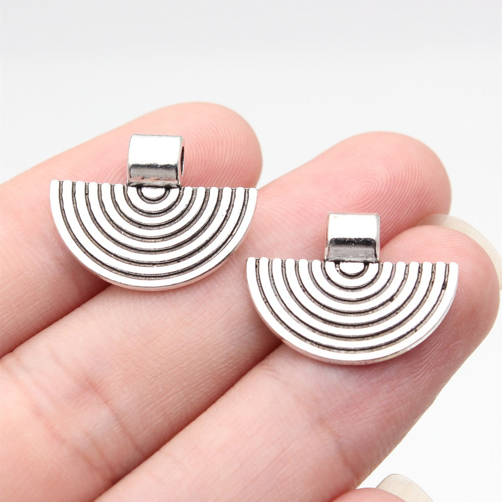 21x16mm 1.45g Multicolor Zinc Alloy Fan Loose Metal Beads for Necklace Bracelet Jewelry Making