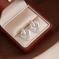 Crystal Look Sculpted Oval Stud Earrings in Gold and Silver view 7
