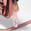 Pink Faceted Crystal Multi-Strand Keychain Gold Clasp Glitter Ball view 3