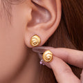 Spiral Shell Stud Earrings in Polished Gold and Silver Tone view 2