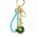 Round Pipa Keychains With Crystal Flowers in Five Enamel Colors view 5
