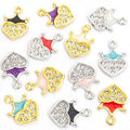 Enamel-Look And Crystal-Accented Gold Silver Heart Alloy Charms in 12 Styles view 4
