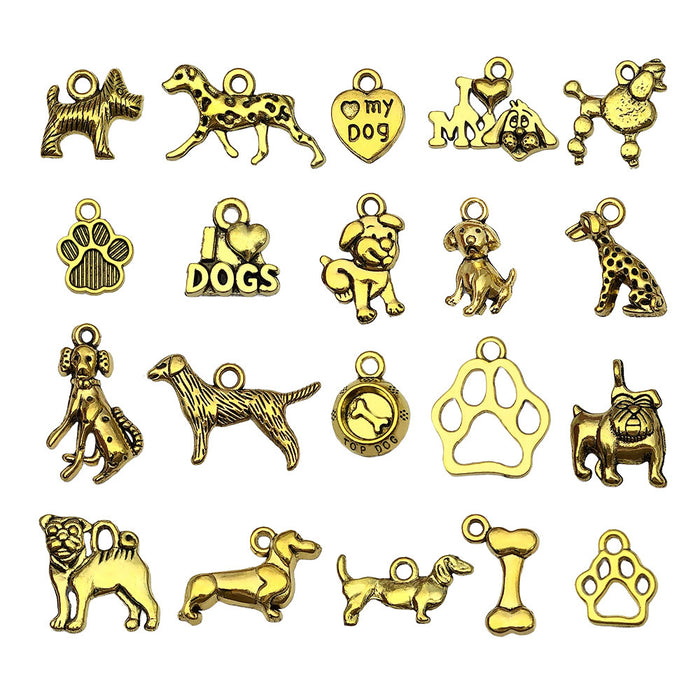 Gold-Tone Dog Metal Charms with 25 Listed Options for DIY Jewelry Making