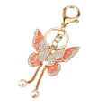 Jeweled Butterfly Keychains in Four Colors with Pearl Drop Tassels view 5