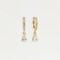 Gold Huggie Hoop Earrings Teardrop CZ Drop Dangle Pair view 5