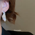 Silver Tone Layered Leaf Cluster Drop Earrings Jewelry view 3