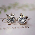 Rose Gold Cat Ear Clear CZ Kitten Stud Earrings Pair view 4