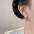 Silver-Tone White and Gray Pearl Drop Stud Earrings view 2
